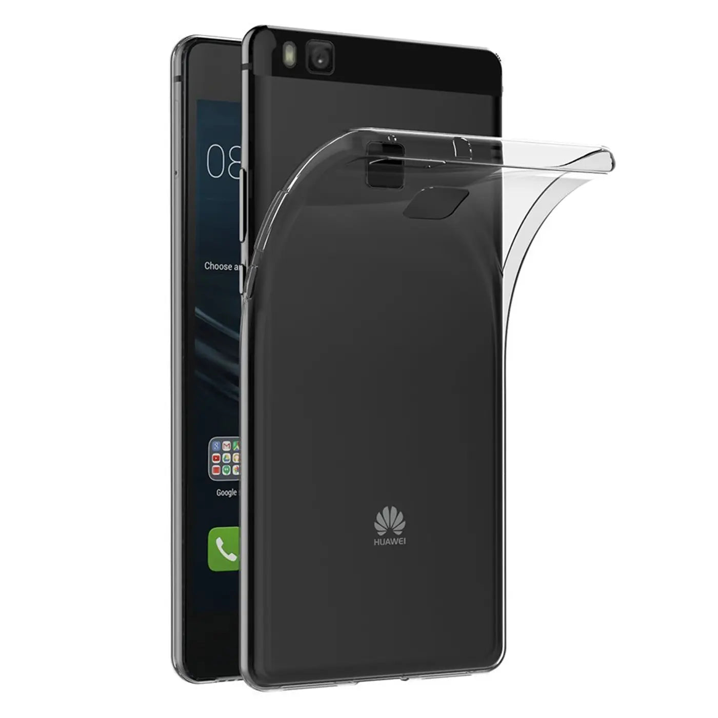 Klar transparente Hülle aus Kunststoff, seitliche Ansicht, Huawei P9 Lite.