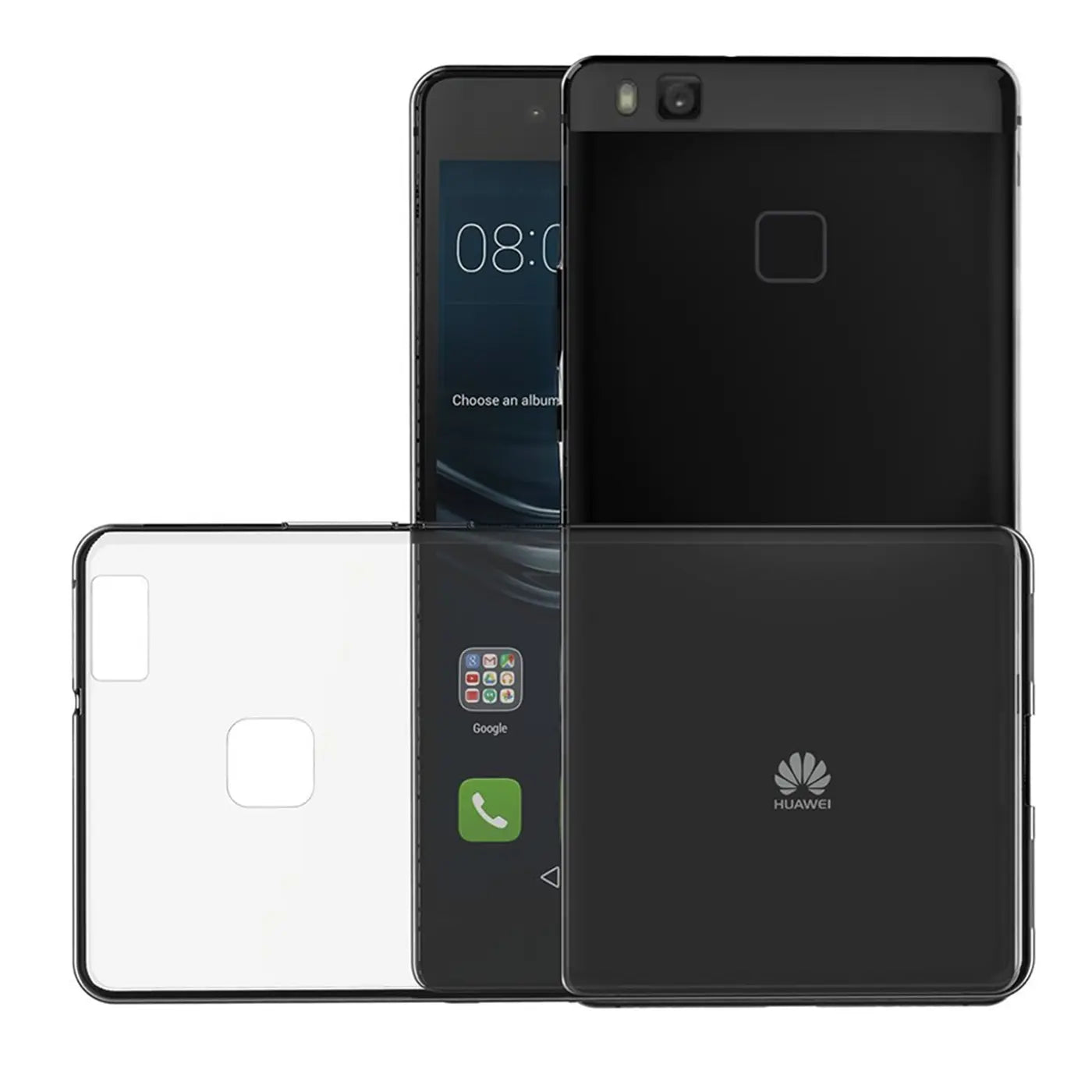 Huawei P9 Lite, schwarz, transparent, verschiedene Ansichten, Handy, Hülle