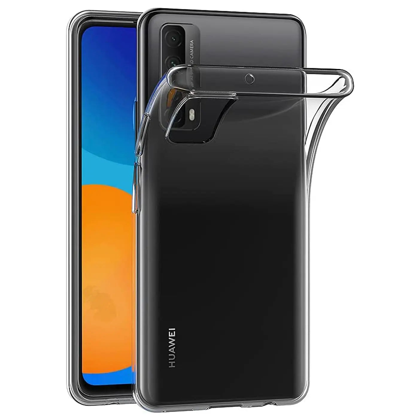 Klar, durchsichtiges TPU-Case auf Huawei P Smart 2021, Rückansicht.