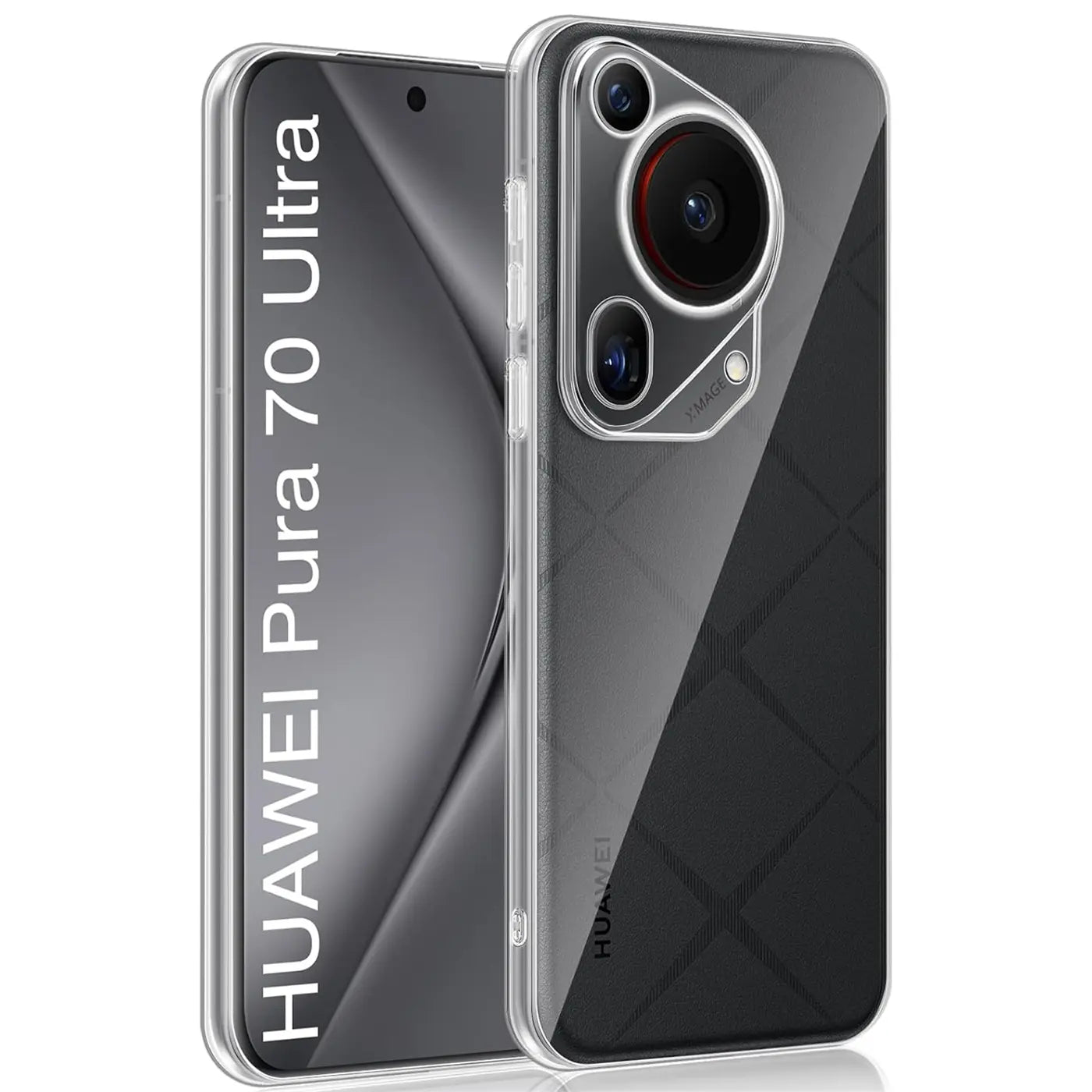 Klares Silikon-Case auf Huawei Pura 70 Ultra, Rückansicht, Nahaufnahme
