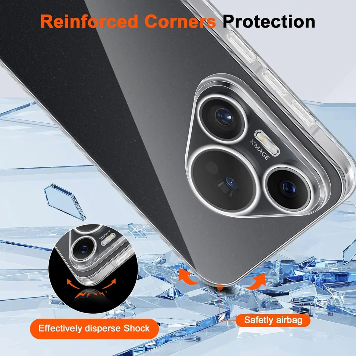 Klarer Handy-Schutz, Rückseite eines Huawei Pura 80 Ultra, Nahaufnahme, transparentes Material