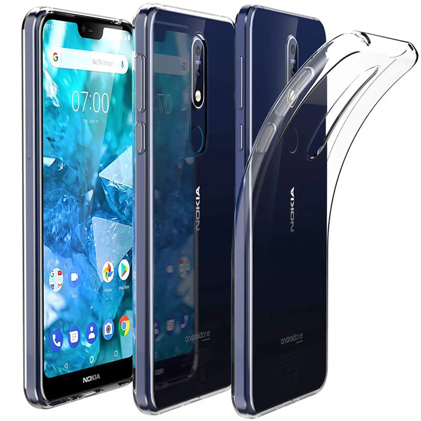 Klar, transparentes Handy-Case aus Silikon, seitliche Ansicht, Nokia 4.2.