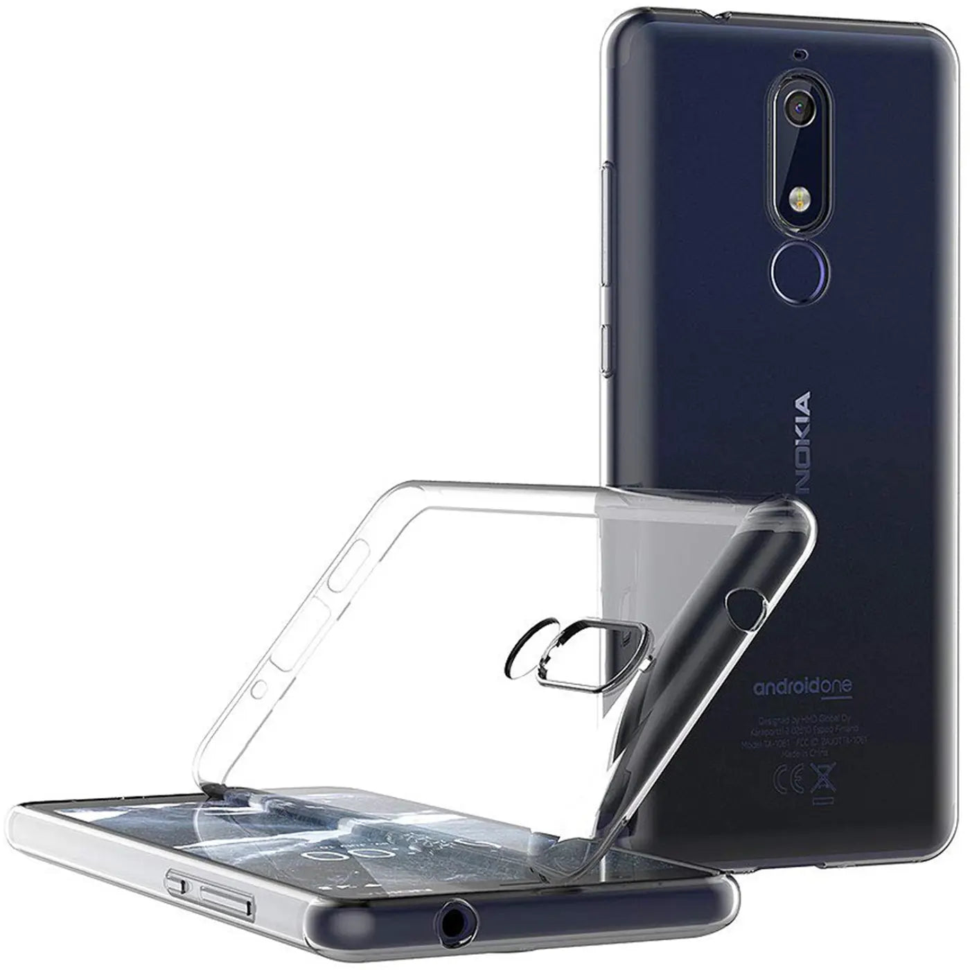 Klares, flexibles Handyhülle aus Silikon, Nahaufnahme, Nokia 5.1 Smartphone.
