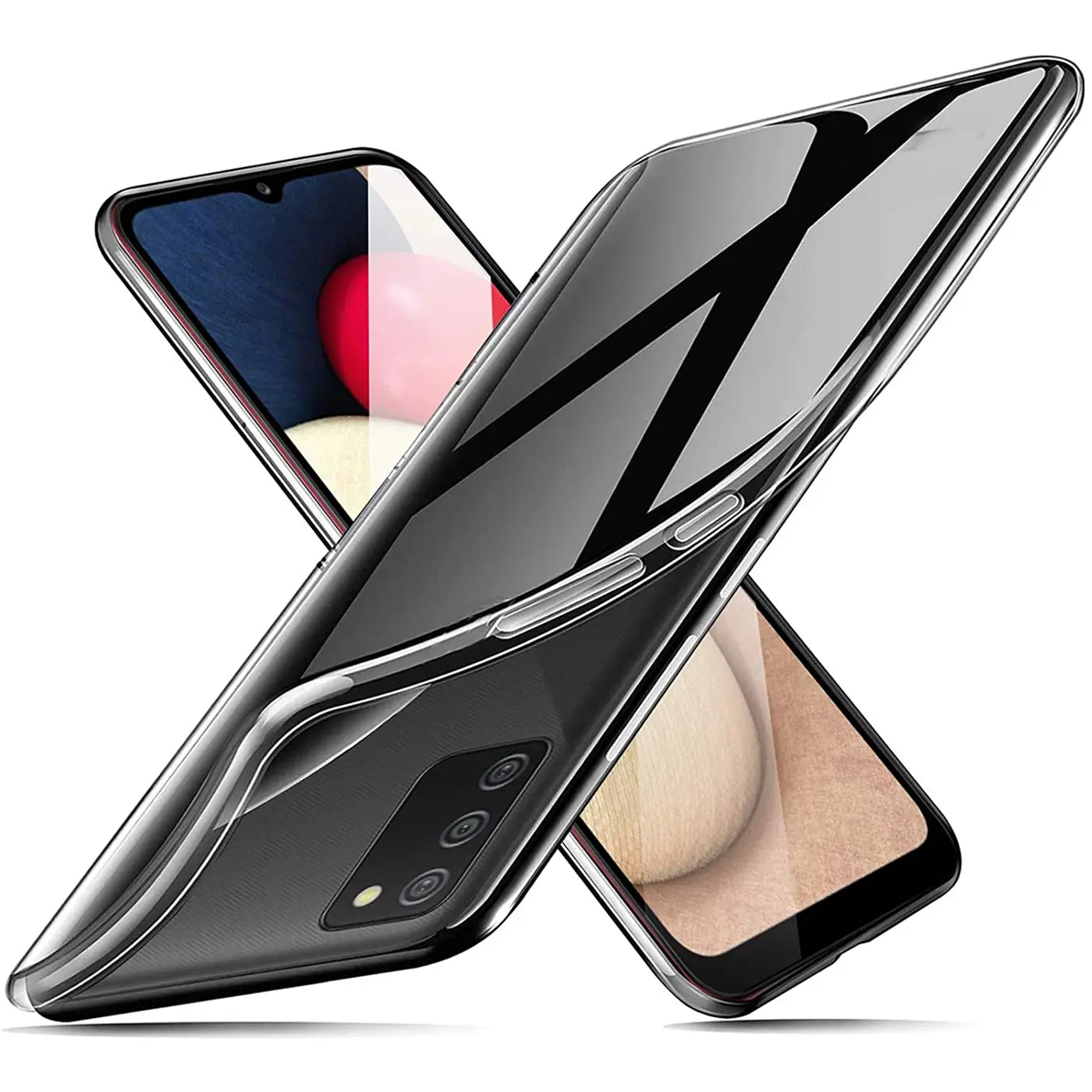 Klares, schlankes Handyhülle aus TPU, schräg von oben, zeigt Samsung Galaxy A03s.