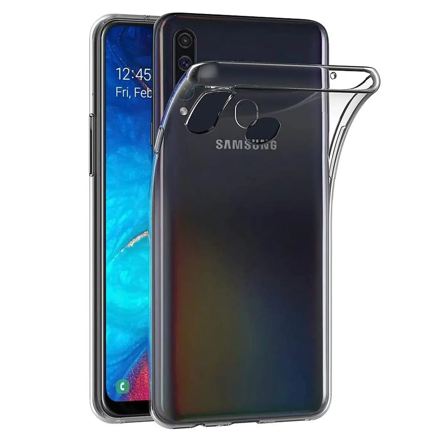 Klares Silikon-Case auf Samsung Galaxy A20s, Rückansicht, leicht schräg