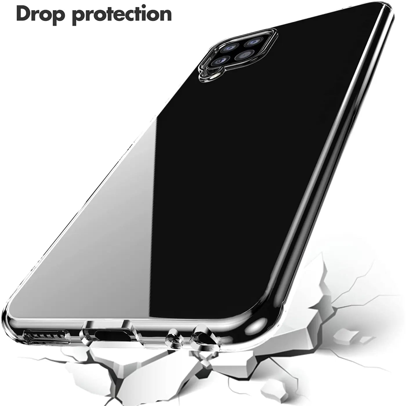 Samsung Galaxy A22 4G/M32/M22 Hülle, transparent, schräg von unten, mit Kamera-Modul