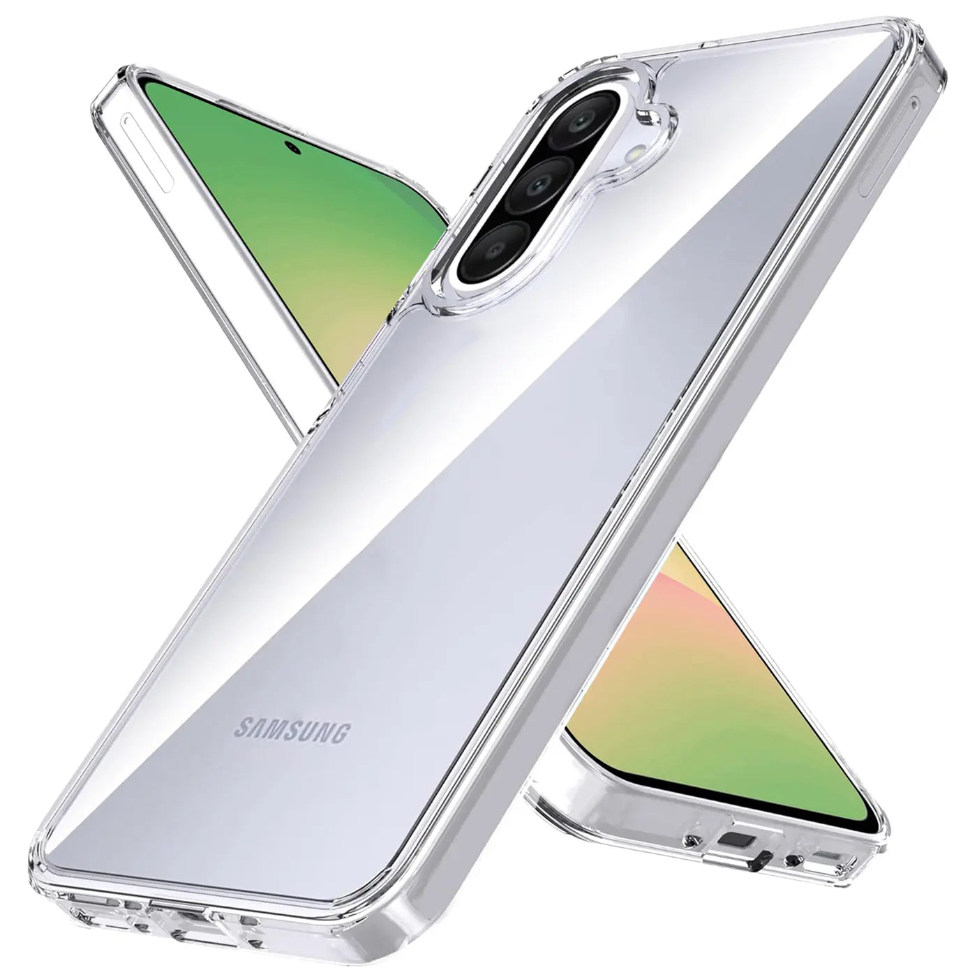 Klares Handyhülle aus Kunststoff, Rückansicht, Samsung Galaxy A36 5G.
