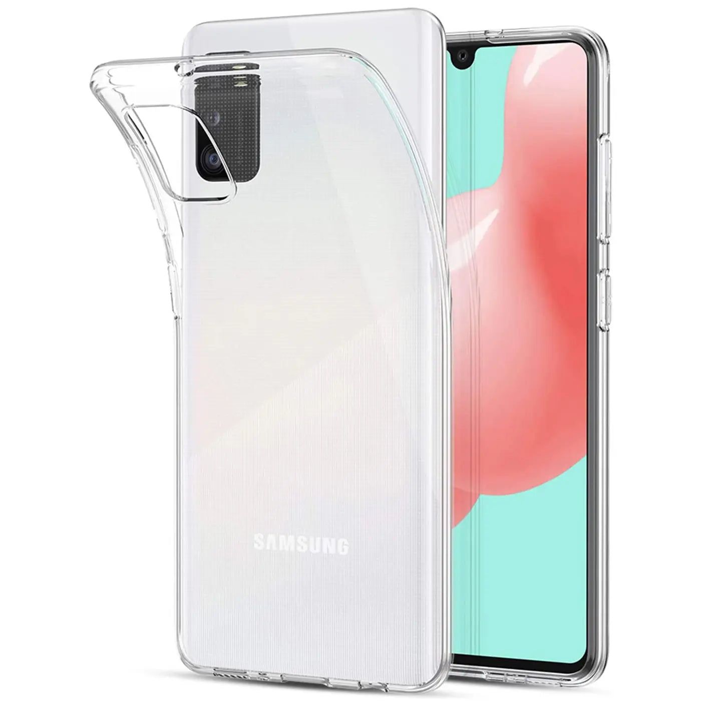 Klar, transparentes Silikon-Case auf Samsung Galaxy A41, Rückansicht.