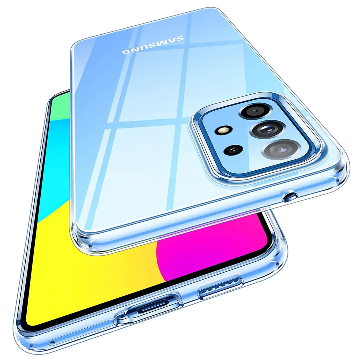 Klares Handyhülle aus Kunststoff, Rückansicht, Samsung Galaxy A53 5G.