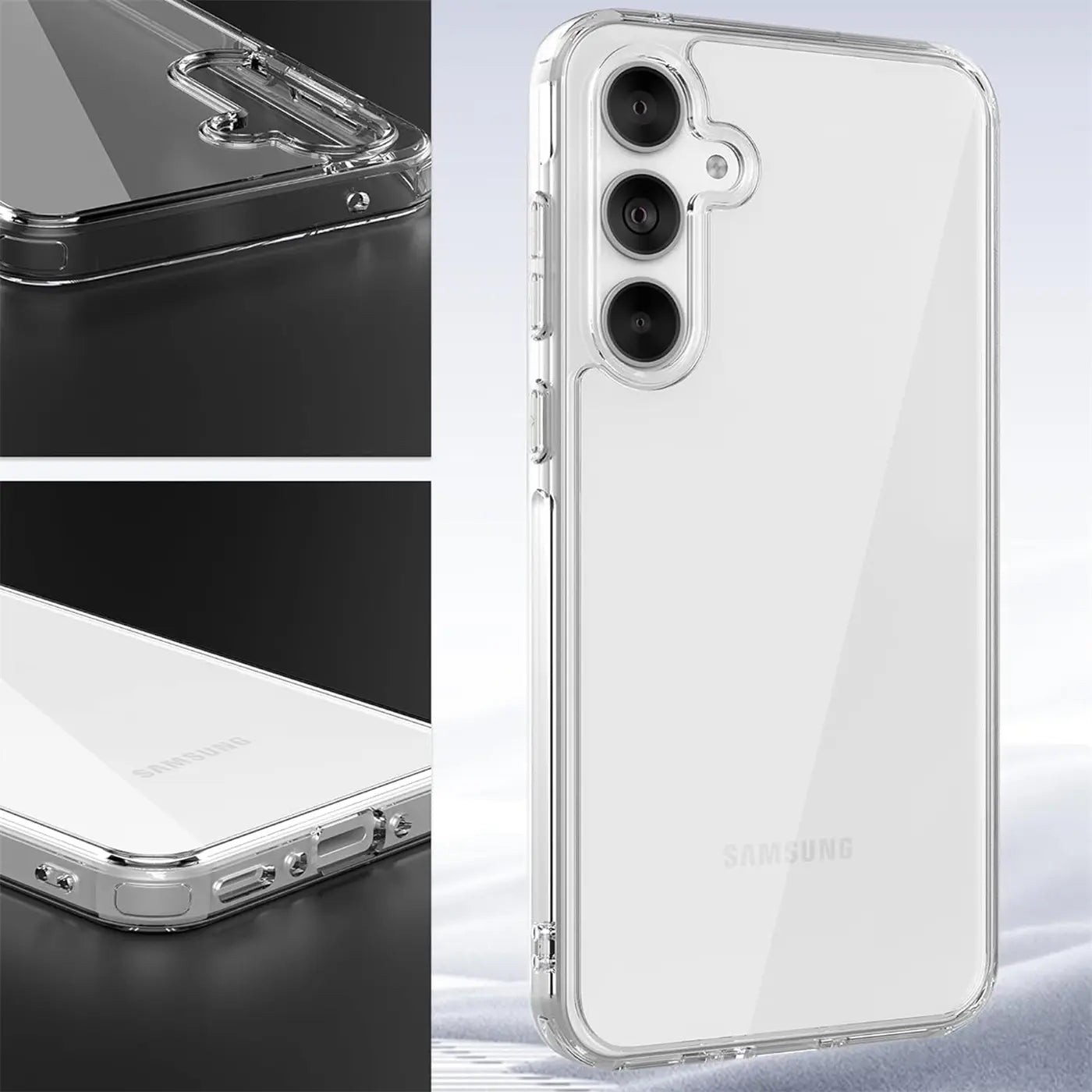 Klares, schlankes Handy-Case aus Kunststoff, Rückansicht, Samsung Galaxy A55 5G.