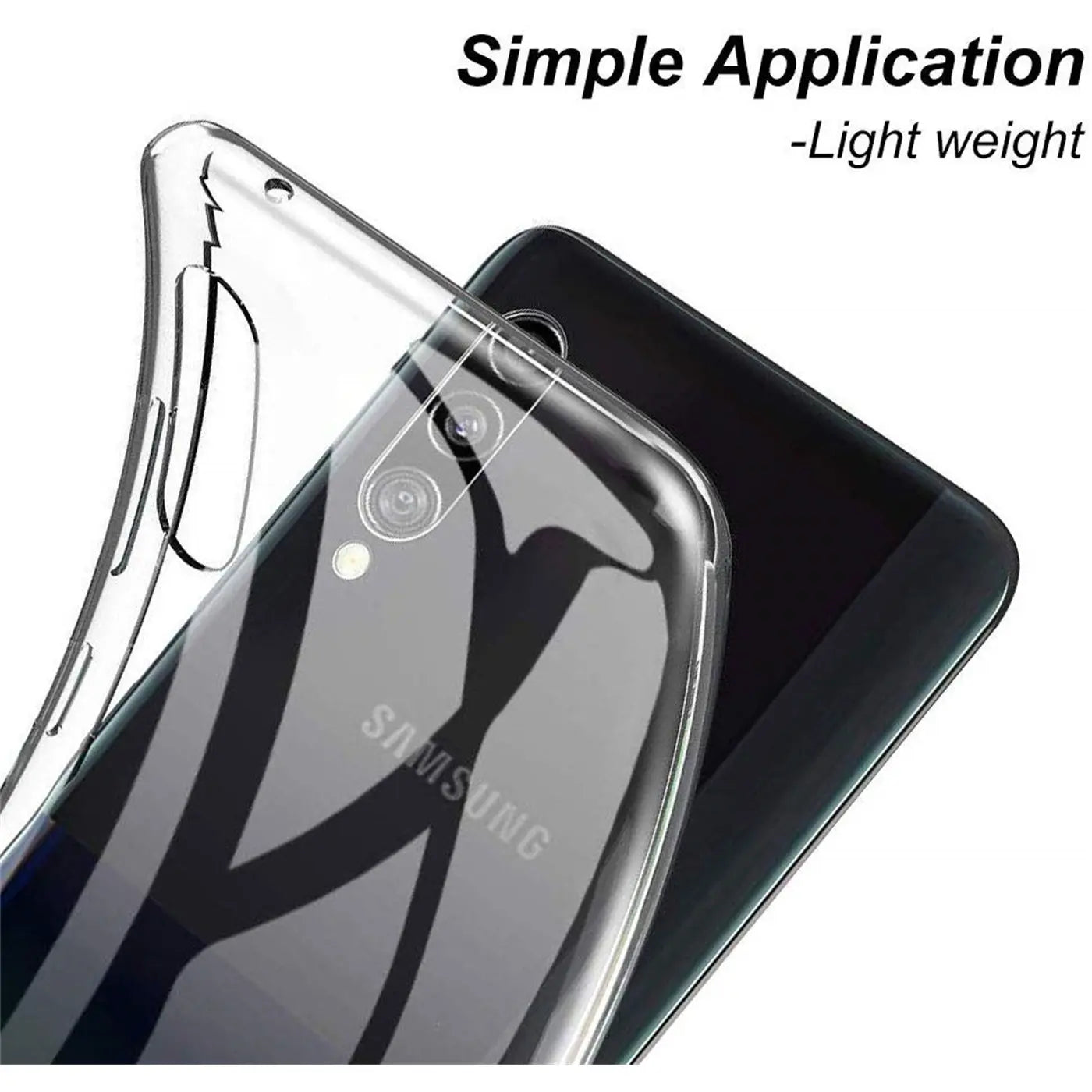 Klarer Handyhülle aus Kunststoff, Nahaufnahme, Samsung Galaxy A90 5G.