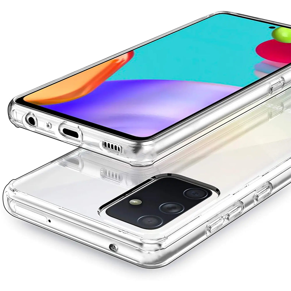 Klarer Slim-Case aus Kunststoff auf einem Samsung Galaxy M23 5G/M13, von schräg oben.