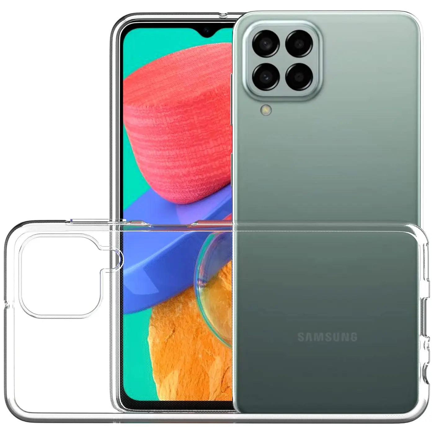 Klarhülle aus Kunststoff für Samsung Galaxy M33 5G, Vorder- und Rückansicht