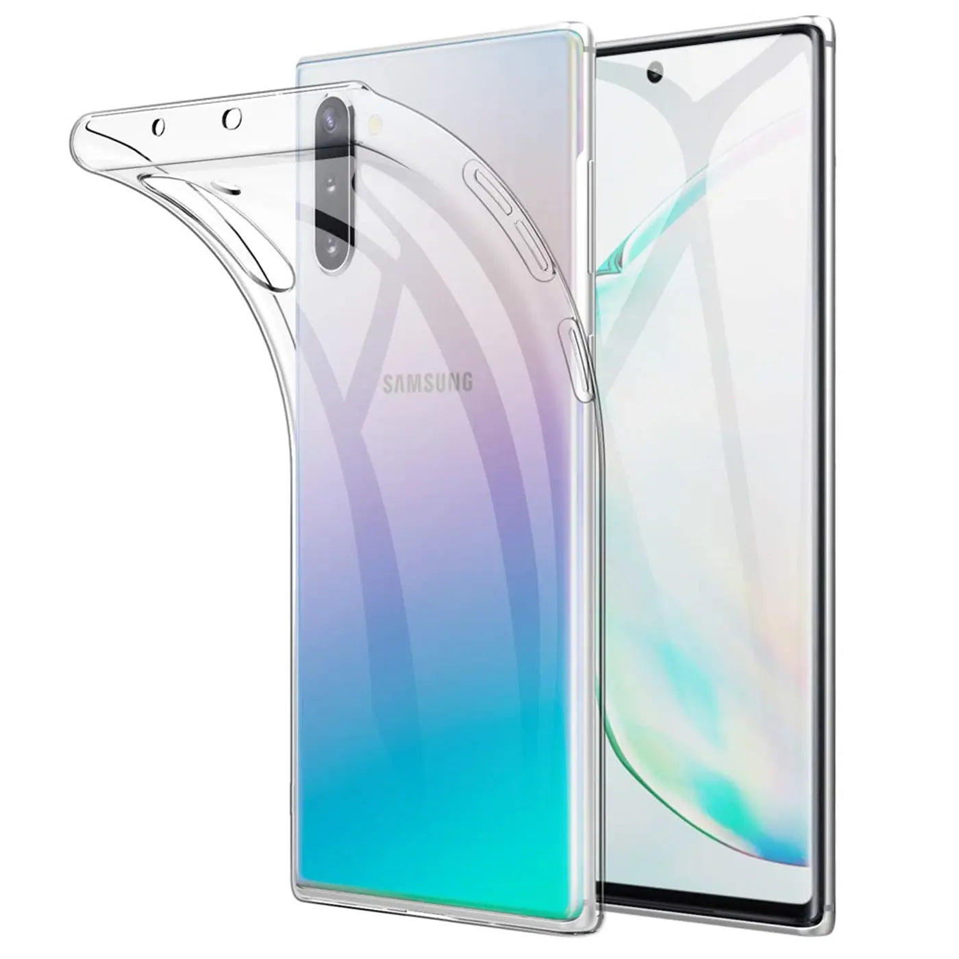Klares, flexibles Handyhülle aus Kunststoff, seitliche Ansicht, Samsung Galaxy Note 10.