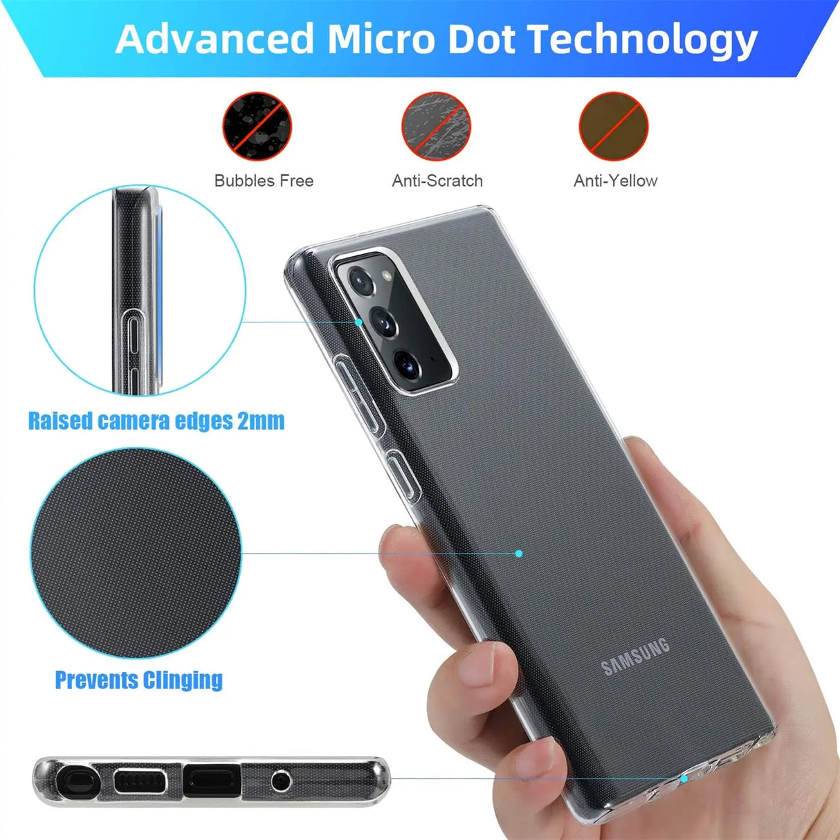 Durchsichtige Handyhülle für Samsung Galaxy Note 20 mit Anti-Vergilbung