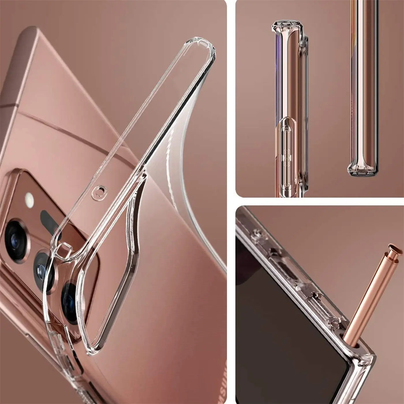 Klar, transparentes Case, Nahaufnahme, Samsung Galaxy Note 20 Ultra mit Stift.