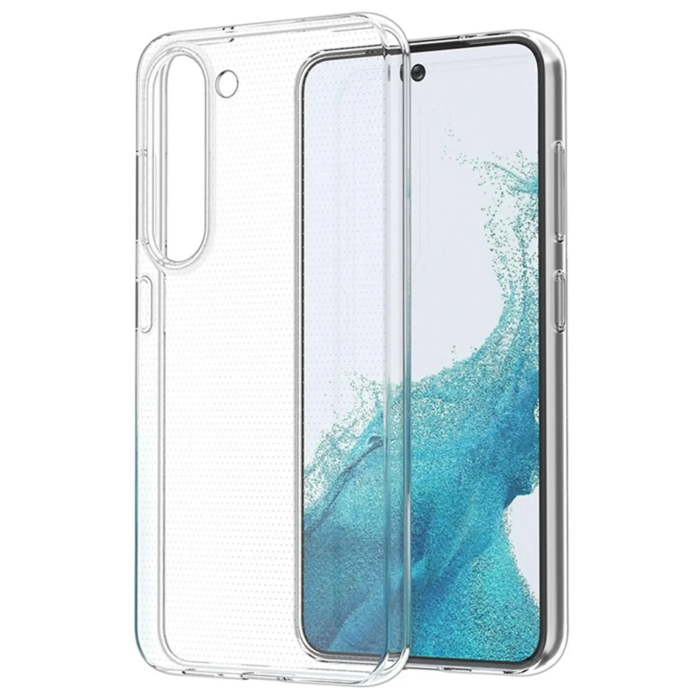 Klares Handyhülle aus Kunststoff, Vorderansicht, Samsung Galaxy S23.