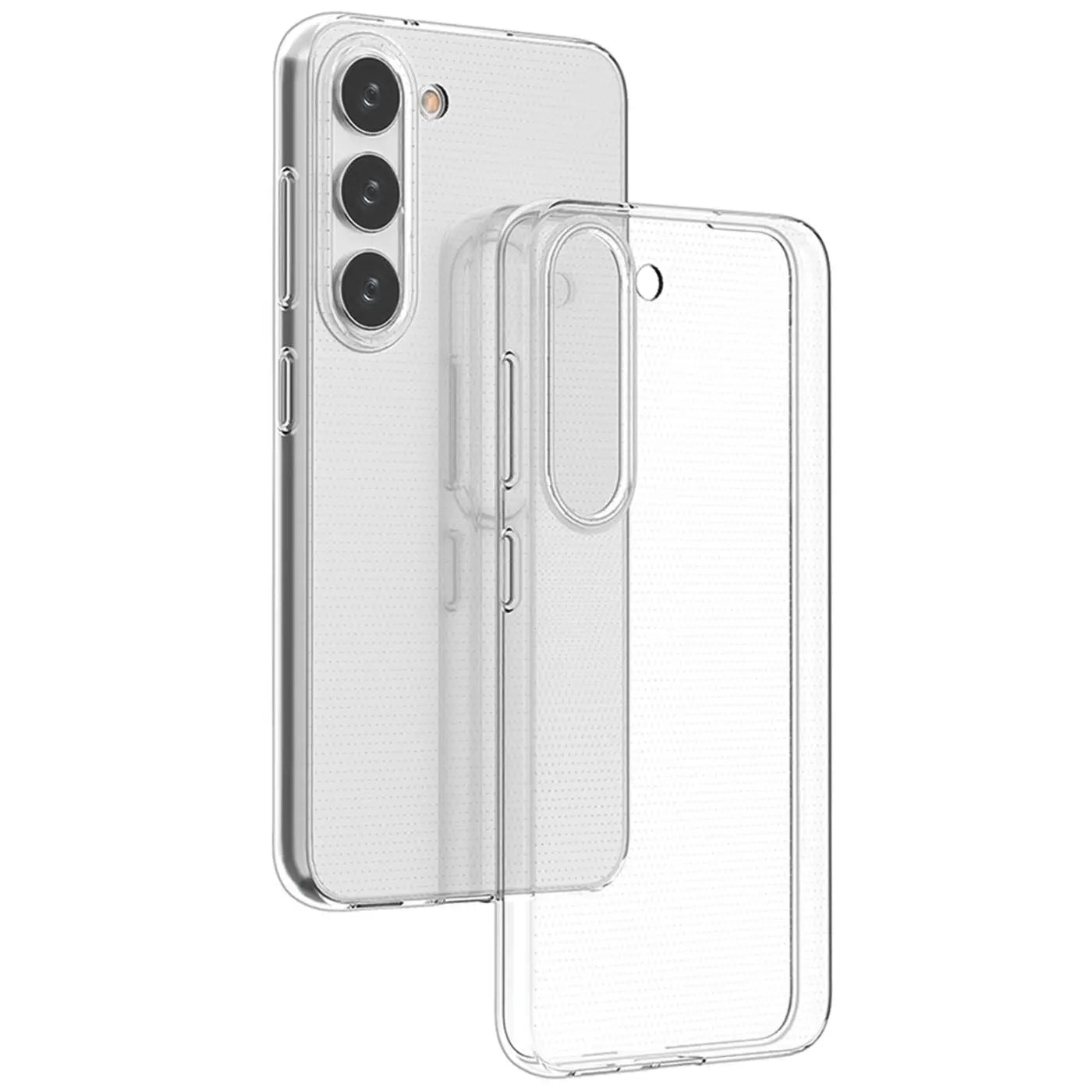 Klares Handyhülle aus TPU, Samsung Galaxy S23, Rückansicht, leicht schräg