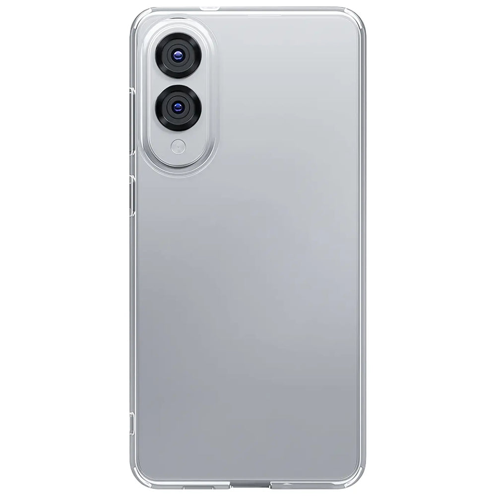Rückseite eines transparenten Samsung Galaxy S25 Edge mit Kamera.
