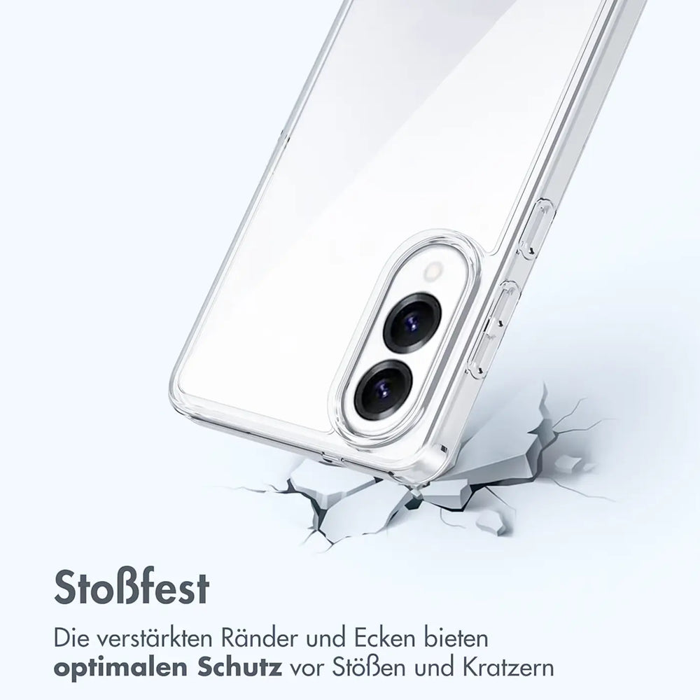 Klar transparente Hülle aus Kunststoff, Rückansicht, Samsung Galaxy S25 Edge mit Kamera.