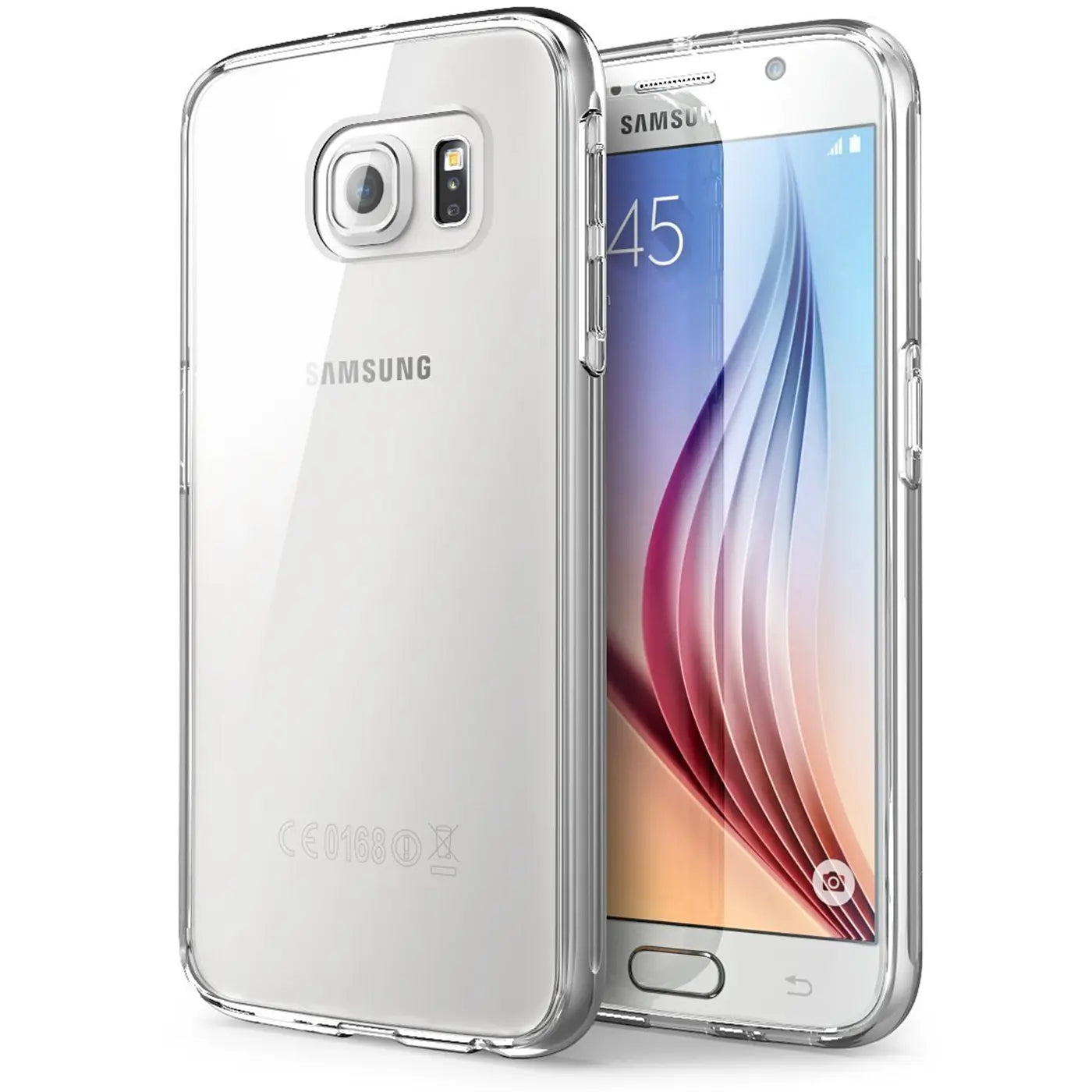 Klar, durchsichtiges Slim-Case aus Kunststoff für Samsung Galaxy S6 Edge, Vorder- und Rückansicht.