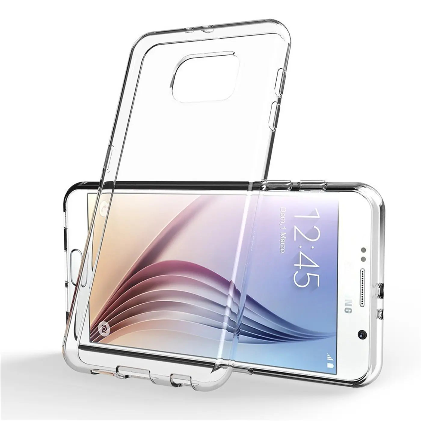 Klarplastik Hülle über Samsung Galaxy S6, Draufsicht.