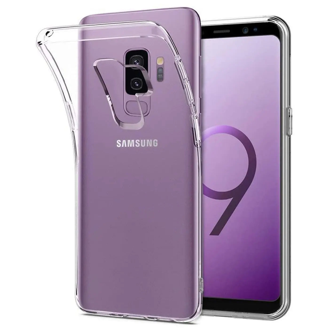 Klares Slim Case aus Kunststoff, seitliche Ansicht, Samsung Galaxy S9 Plus.