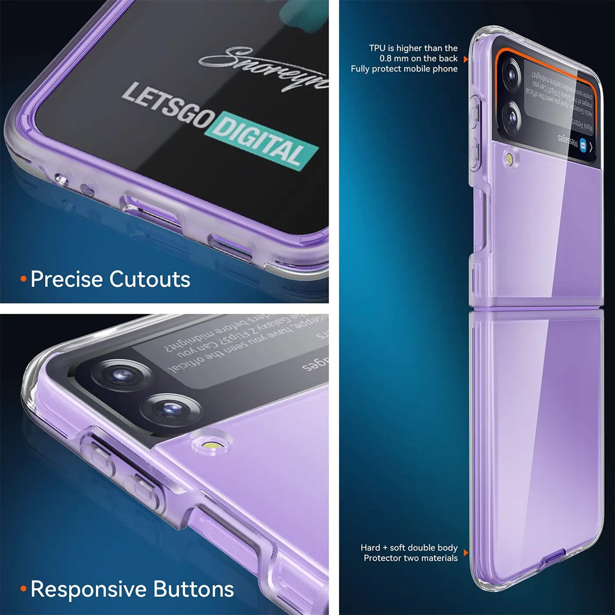 Durchsichtige Handyhülle für Samsung Galaxy Z FLIP 3 mit Anti-Vergilbung