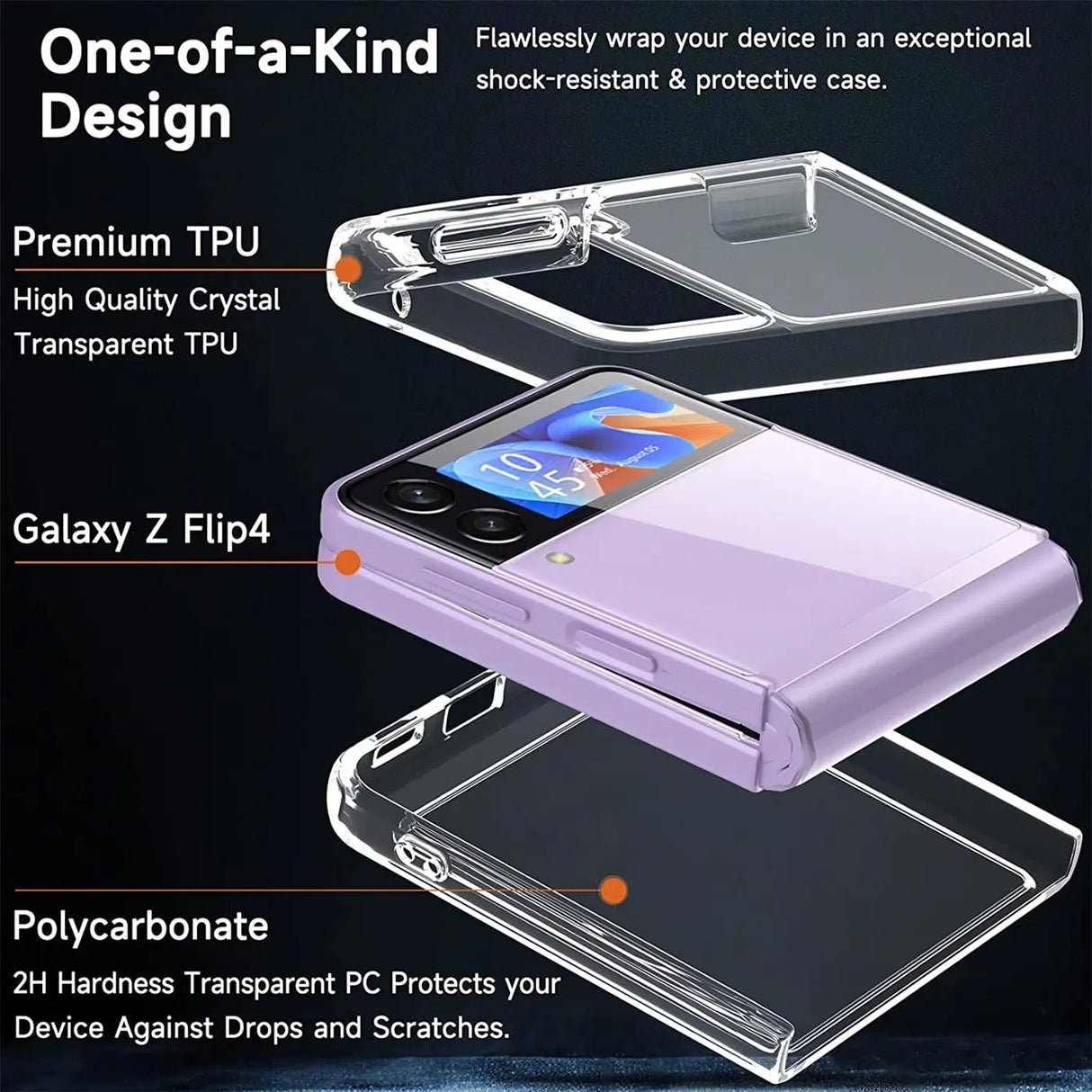 Durchsichtige Handyhülle für Samsung Galaxy Z Flip 4 mit Anti-Vergilbung