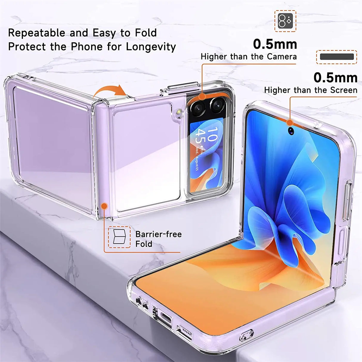 Durchsichtige Handyhülle für Samsung Galaxy Z Flip 4 mit Anti-Vergilbung