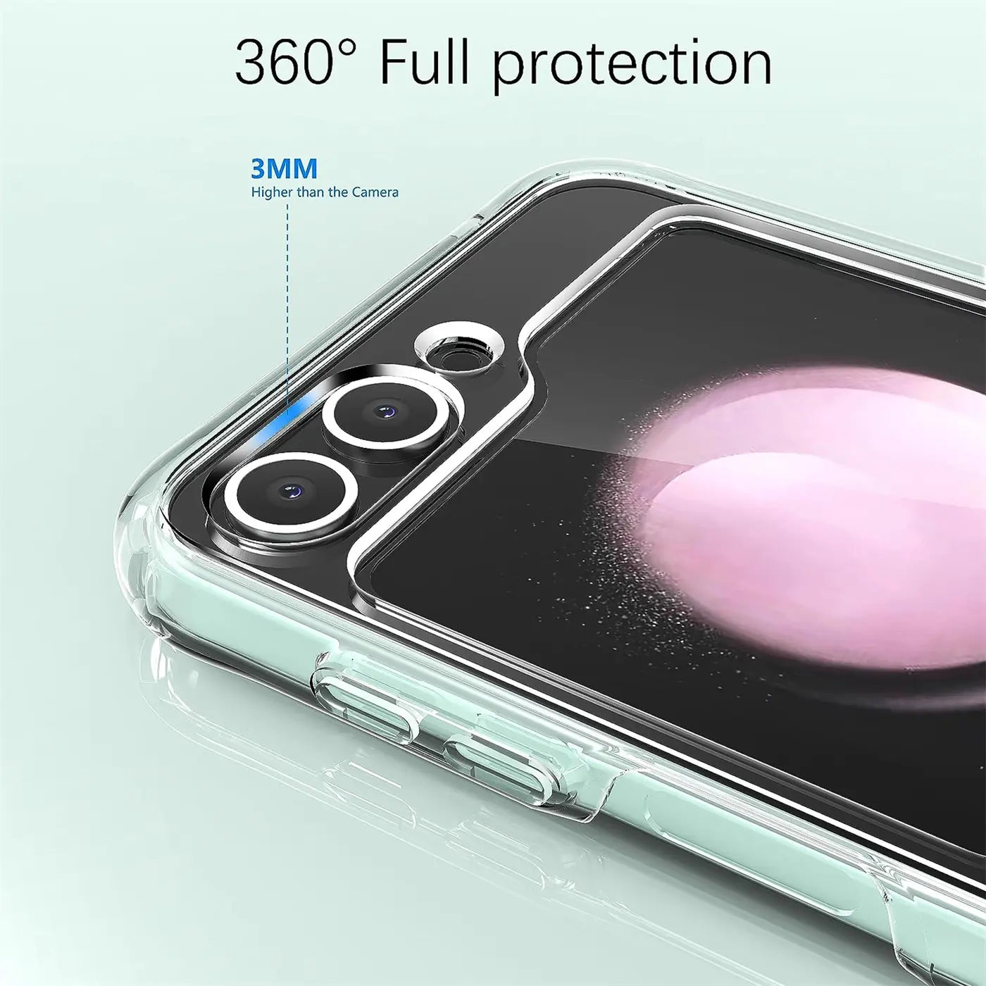Klarer Handyhülle aus Kunststoff, Nahaufnahme, Samsung Galaxy Z Flip 5.