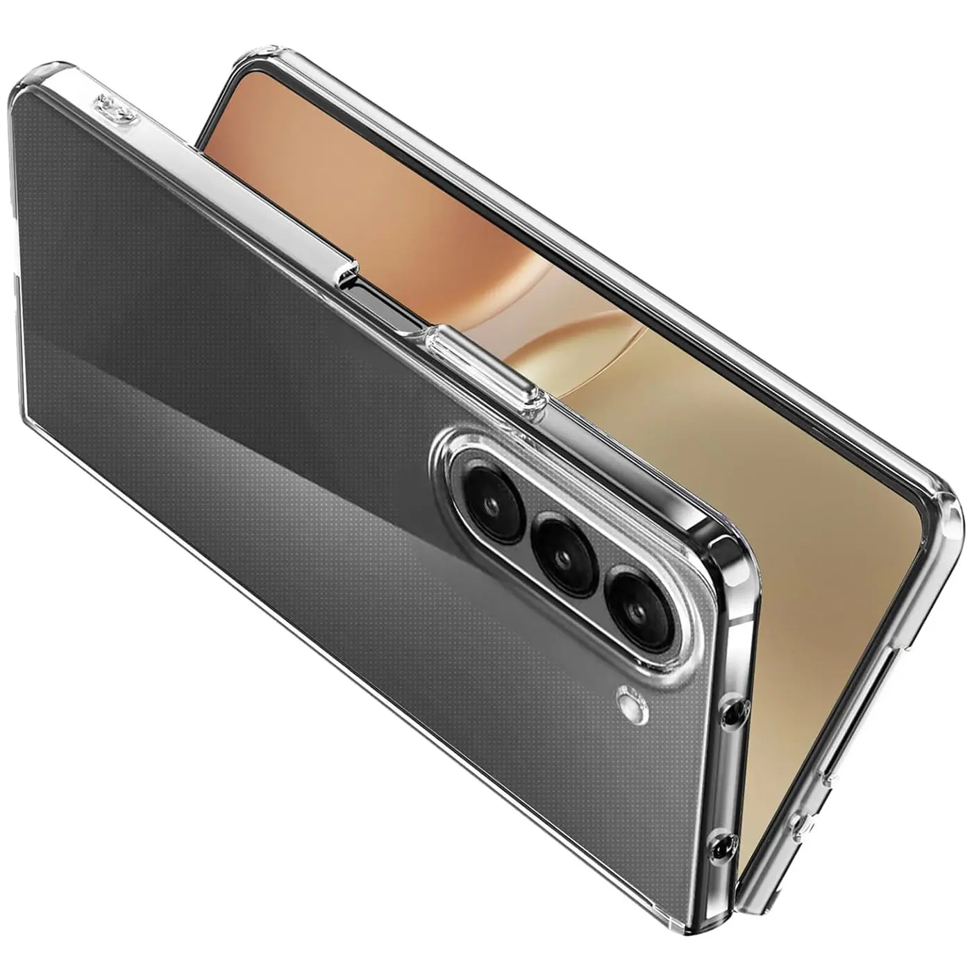 Klarer Case, transparent, von oben/seitlich, Samsung Galaxy Z Fold 5.