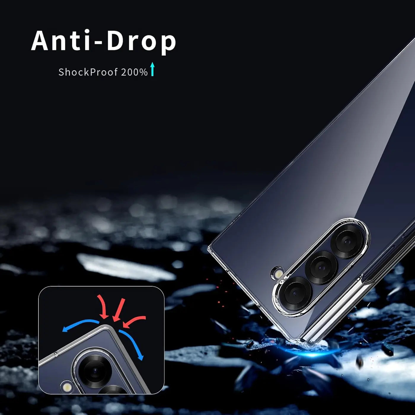 Klares, schlankes Handy-Case aus Kunststoff, das ein Samsung Galaxy Z Fold 6 schützt.