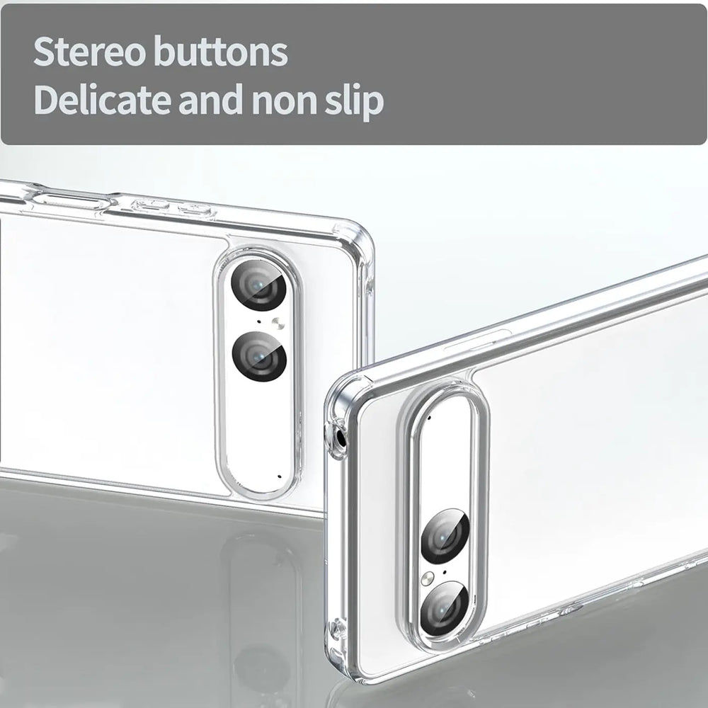 Zwei transparente Handyhüllen aus Kunststoff, Nahaufnahme, Sony Xperia 10 VII erkennbar.