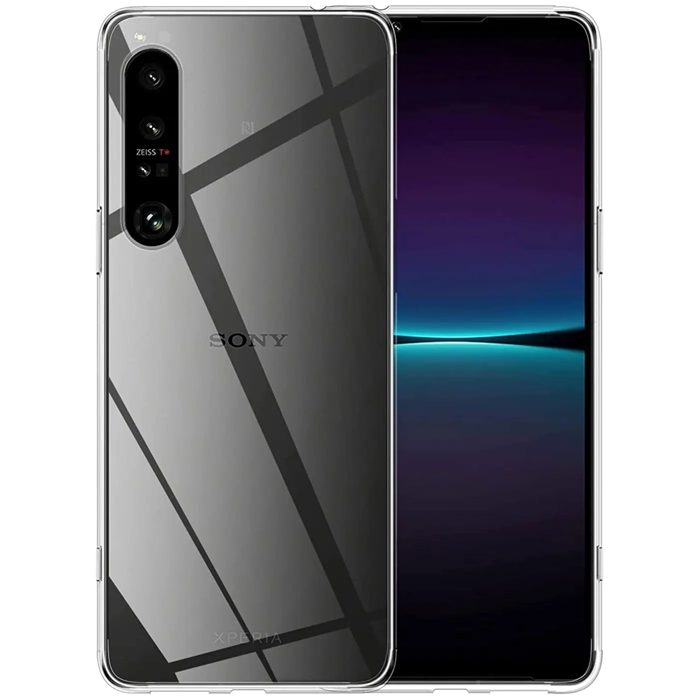 Klares Handyhülle aus Kunststoff, Vorder- und Rückansicht, Sony Xperia 1 IV.
