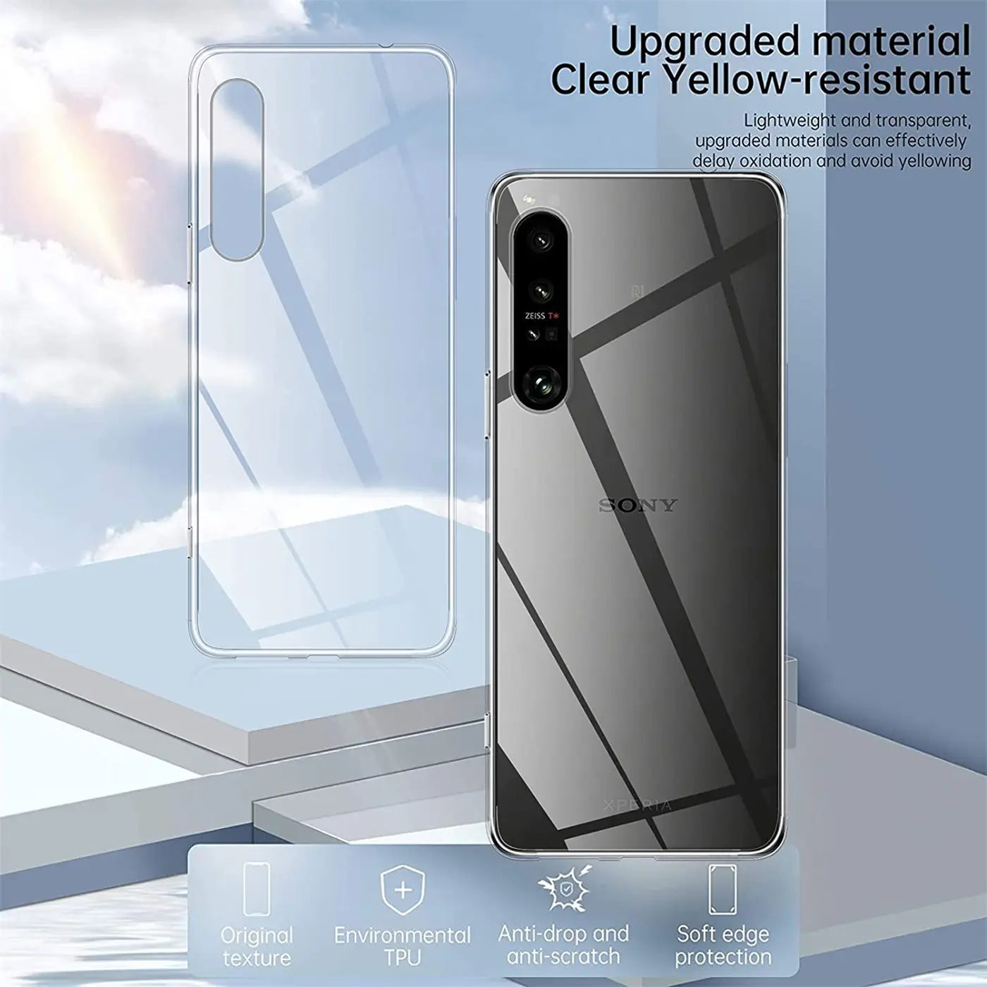 Klarhülle aus TPU für Sony Xperia 1 IV, Rückansicht, transparent
