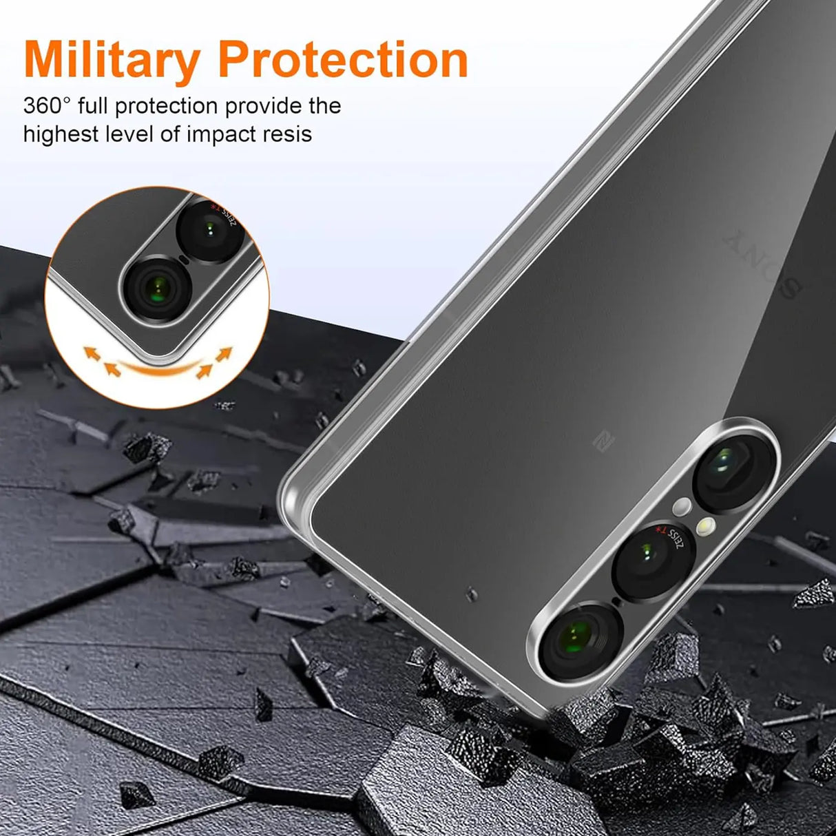 Durchsichtige Handyhülle für Sony Xperia 1 VII mit Anti-Vergilbung