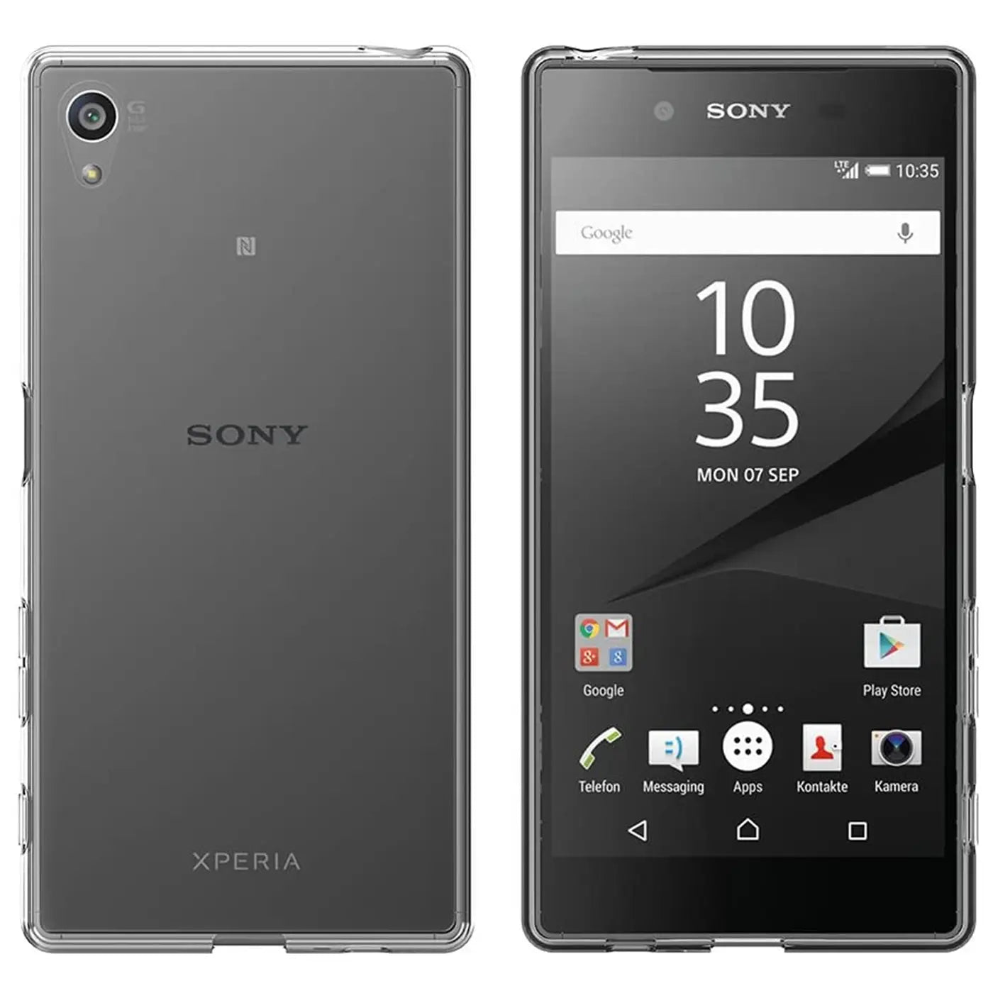 Sony Xperia M4 Aqua, Vorder- und Rückseite, transparent, Kunststoff, Frontalansicht