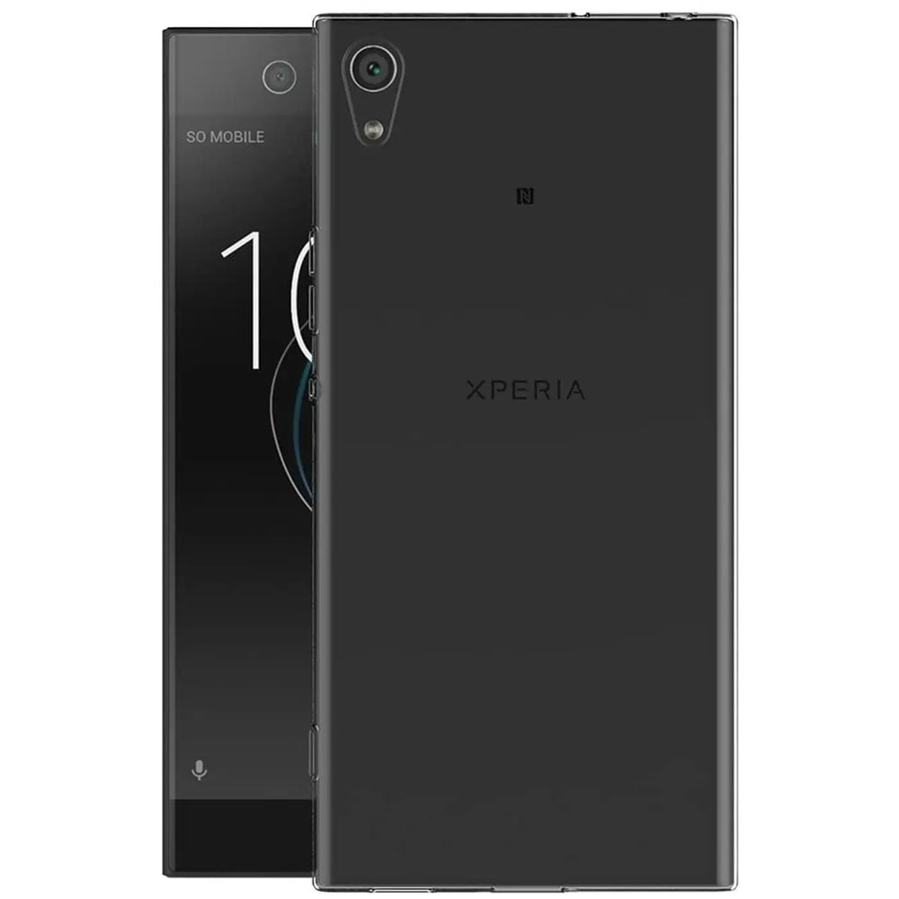 Sony Xperia XA1 Ultra, schwarzes, transparentes Case, Rückansicht.