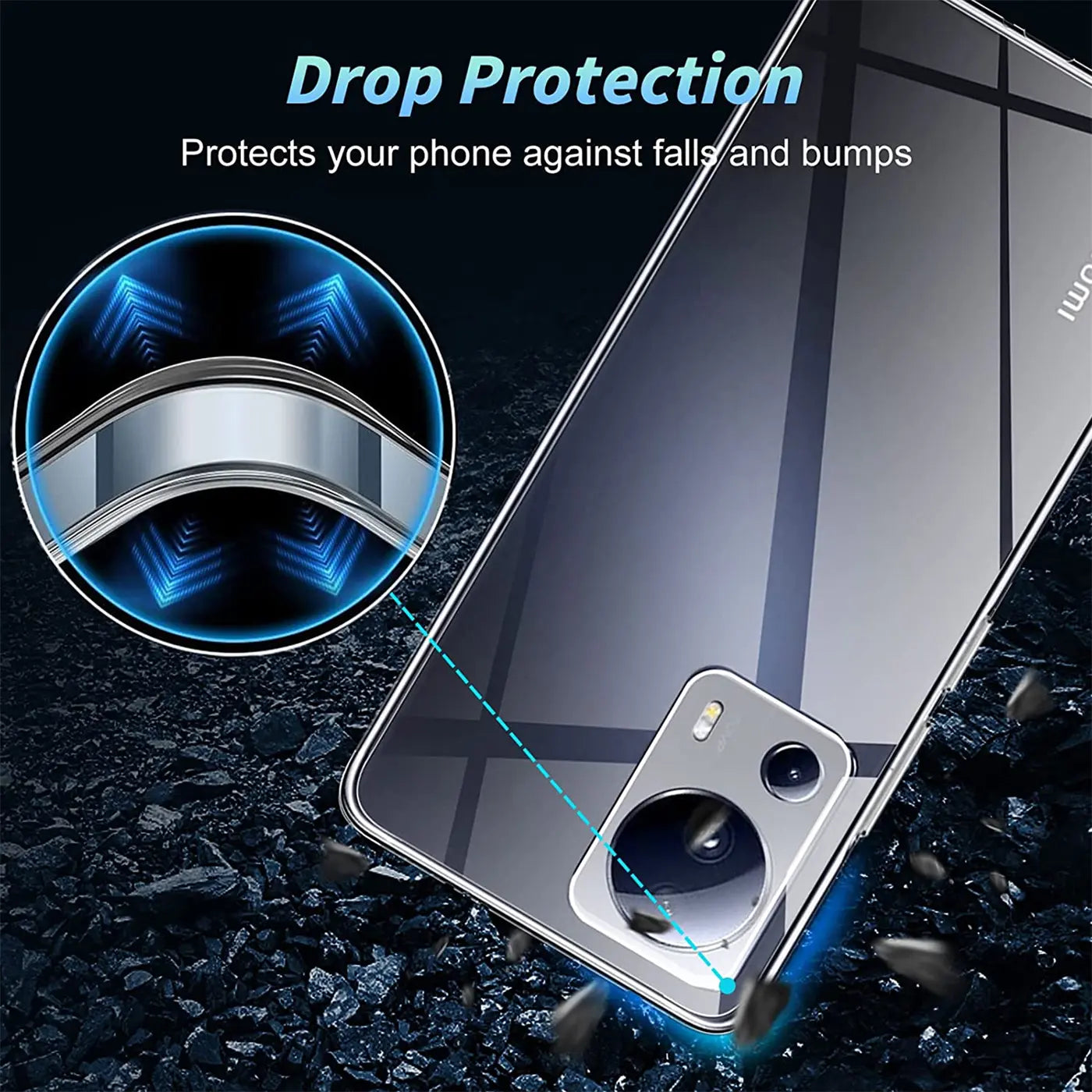 Klares, transparentes Handy-Case aus Kunststoff, Rückansicht, Xiaomi 13 Lite.