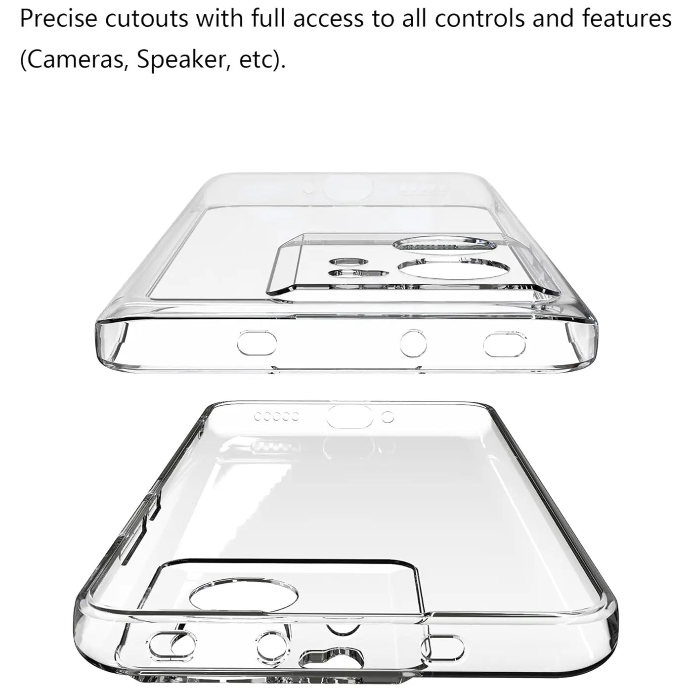 Zwei transparente Hüllen aus Kunststoff, von oben/schräg, für Xiaomi 13T / 13T Pro.