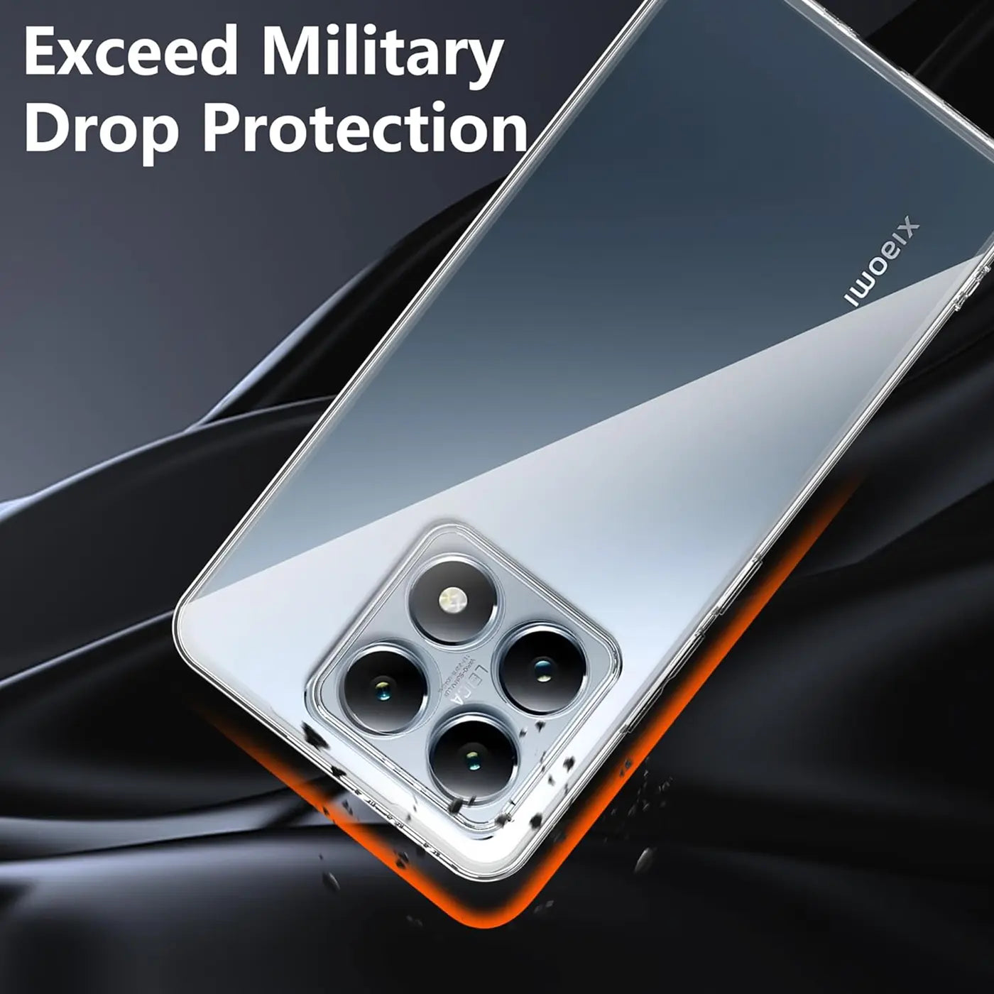 Klar transparente Hülle aus Kunststoff, Rückansicht, Xiaomi 14T Pro mit Kamera-Array.