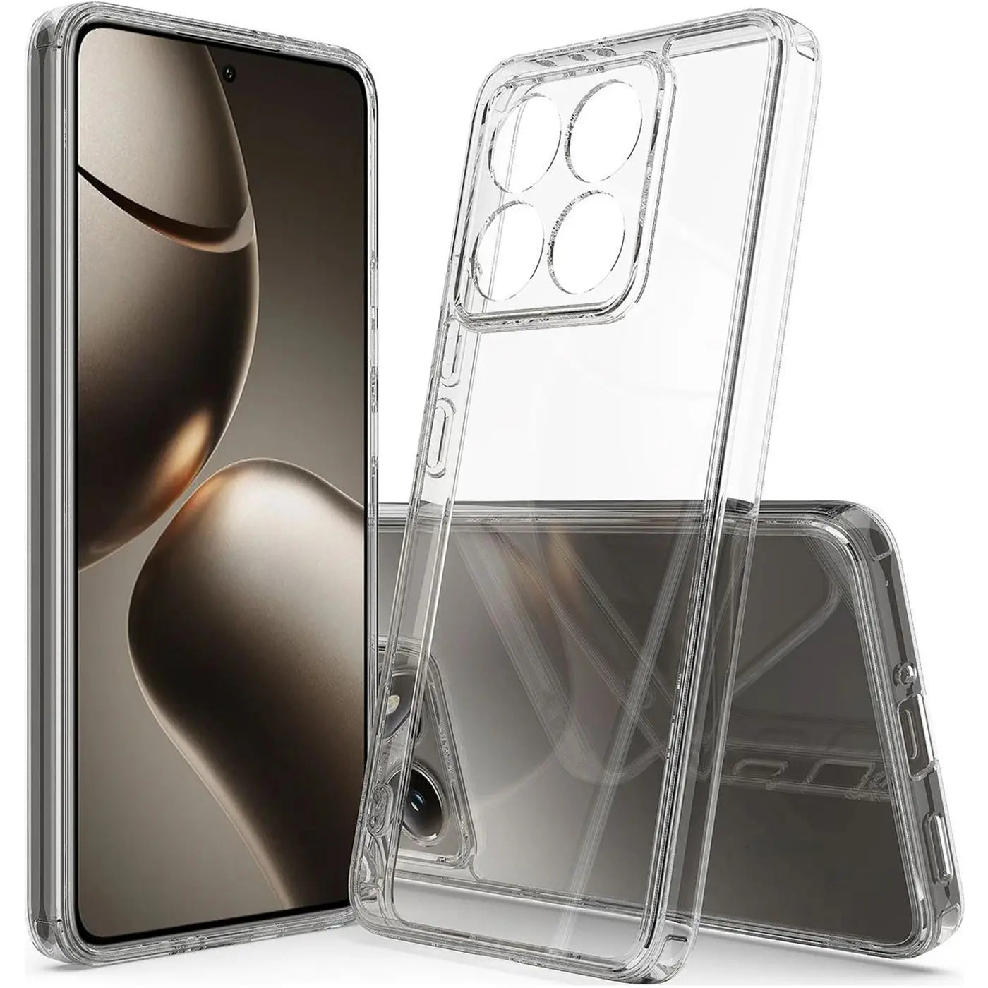 Klarplastik-Hülle für Xiaomi 15T, Nahaufnahme, von vorne links