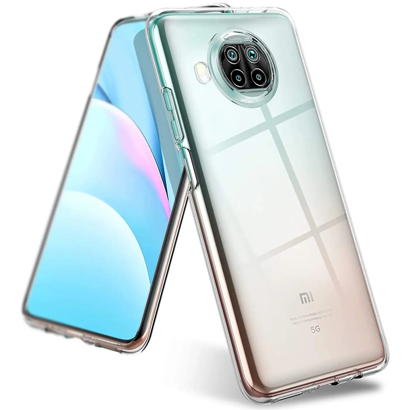 Klar, transparentes Handy-Case aus Silikon, Rückansicht, Xiaomi Mi 10T Lite.