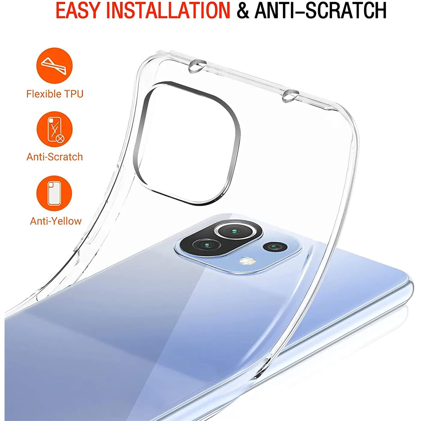 Klar, transparentes TPU-Case über Xiaomi Mi 11 Lite, Draufsicht