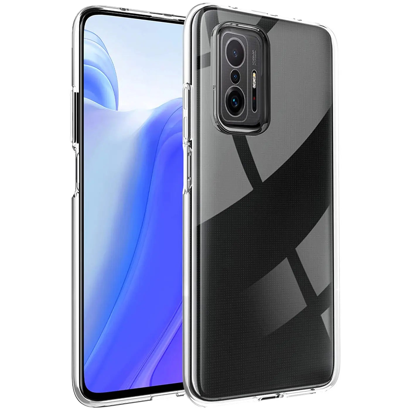 Klarhülle aus TPU für Xiaomi Mi 11T/Pro, von vorne und leicht schräg