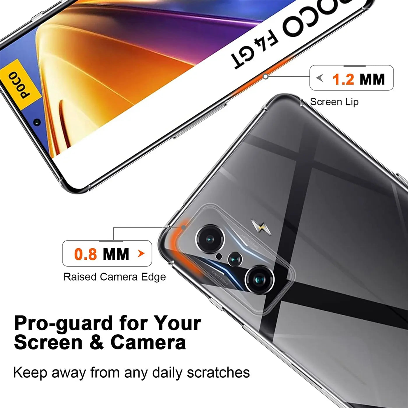 Transparente Hülle aus Kunststoff, Rückansicht, Xiaomi Poco F4 GT.