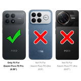 Drei Handy-Rückseiten: links Xiaomi Poco F8 Pro (grüner Haken), Mitte Poco F8 Ultra (rotes X), rechts Poco F7 Ultra (rotes.