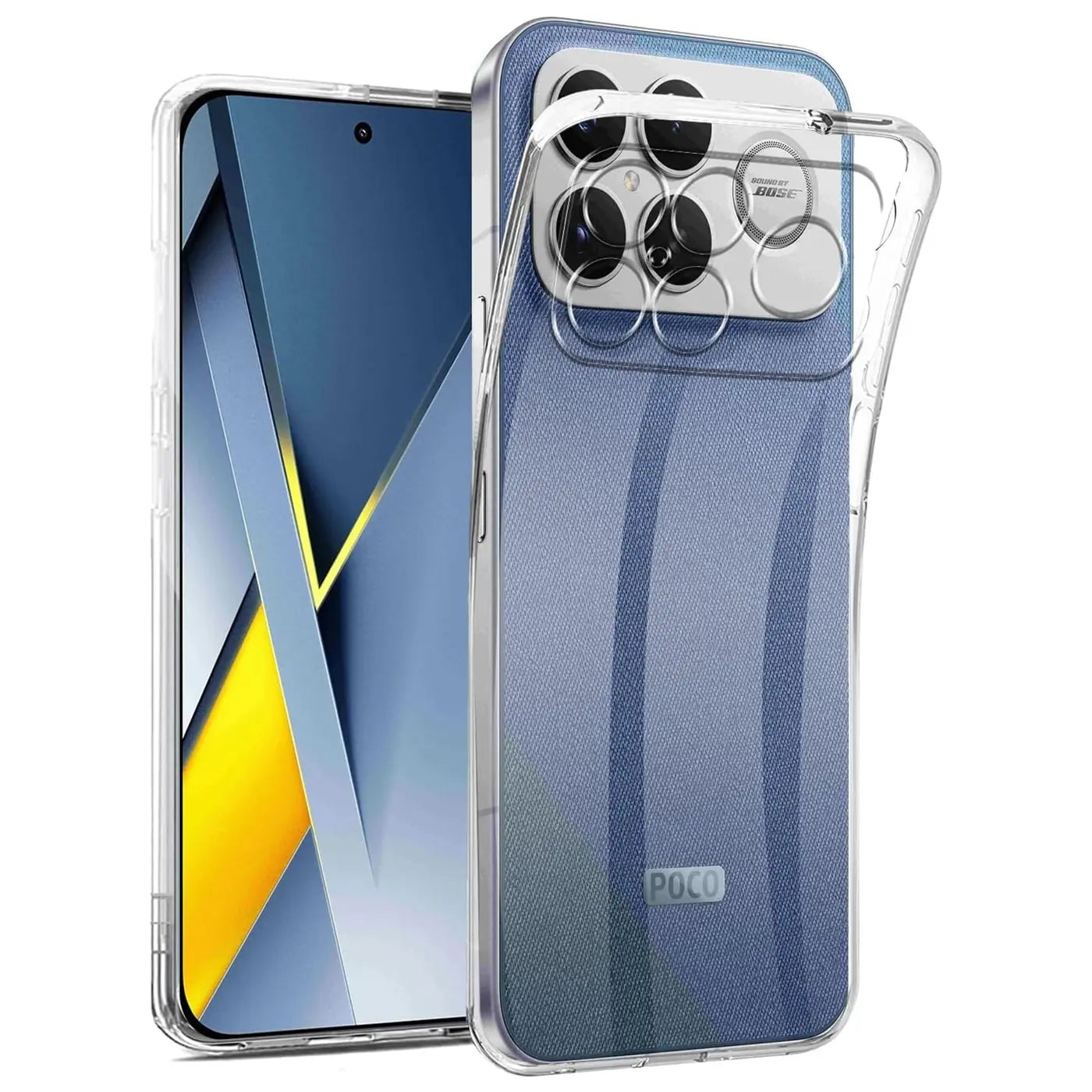 Klares Handyhülle aus Kunststoff, zeigt Xiaomi Poco F8 Ultra, Rückansicht.