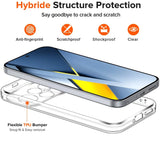 Klar, transparentes TPU-Case mit Xiaomi Poco F8 Ultra, von oben, Nahaufnahme.